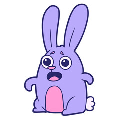 cartoon startled rabbit in bright neon color