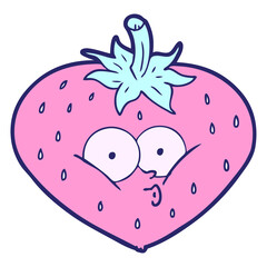 cartoon strawberry in bright neon color