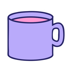 iconic tattoo style image of cup of coffee in bright neon color