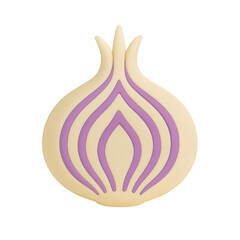 3d onion icon isolated on transparent background. Fresh vegetable or culinary ingredient concept