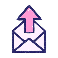 Sent Mail Chalk Drawing in bright neon color