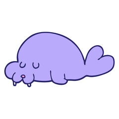 cartoon walrus in bright neon color