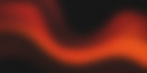 Abstract wavy orange grainy gradient background. Noise texture. Background design. Black. Colorful background for design. Banner, poster. Color combination.