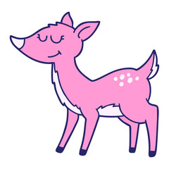 cartoon deer in bright neon color