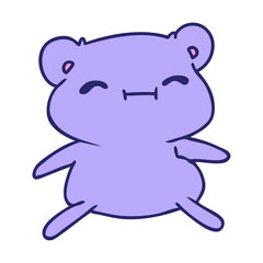 cartoon illustration kawaii cute teddy bear in bright neon color