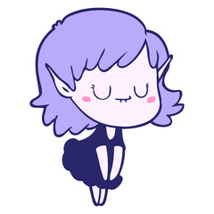happy cartoon elf girl wearing dress in bright neon color