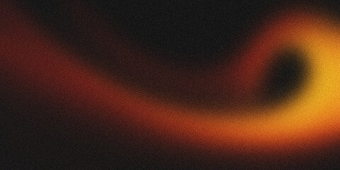 Abstract orange grainy gradient background. Noise texture. spiral. Black. Colorful background for design. Banner, poster. Color combination.