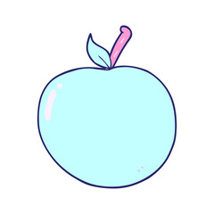 cartoon apple in bright neon color