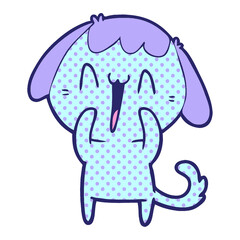 cartoon laughing dog in bright neon color