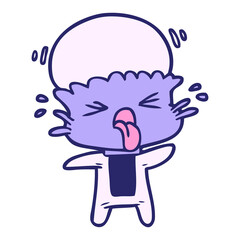 weird cartoon alien in bright neon color