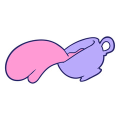 cartoon mug of coffee in bright neon color