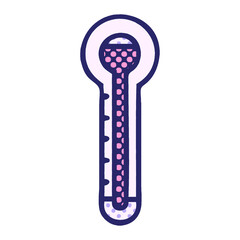 comic book style cartoon of a glass thermometer in bright neon color