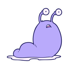 cartoon slug in bright neon color