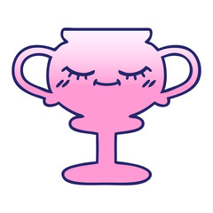 gradient shaded cartoon of a trophy in bright neon color