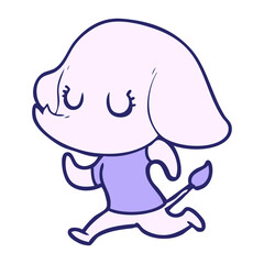 cute cartoon elephant in bright neon color