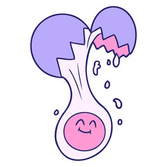 cartoon egg yolk in bright neon color