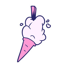 cartoon ice cream in bright neon color
