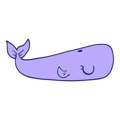 cartoon doodle sea whale in bright neon color