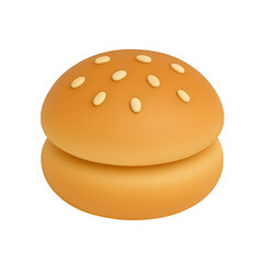 3d burger icon isolated on transparent background. Fast food or hearty meal concept