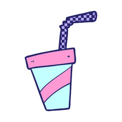 cartoon soda drink in bright neon color