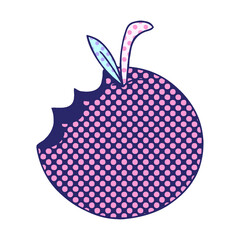 comic book style quirky cartoon apple in bright neon color