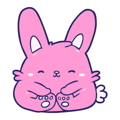 cute cartoon bunny rabbit in bright neon color