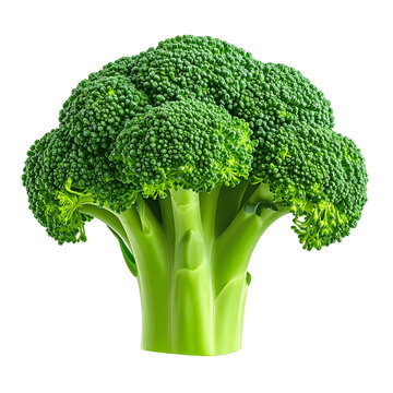 3D broccoli floret icon isolated on transparent background. PNG