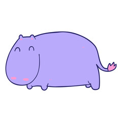 cartoon hippo in bright neon color