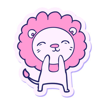 Naklejki sticker of a cartoon lion in bright neon color