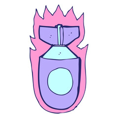 cartoon bomb in bright neon color