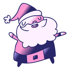 gradient cartoon illustration kawaii of santa claus in bright neon color