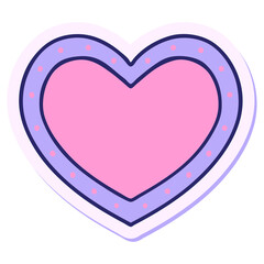 sticker of tattoo in traditional style of a heart in bright neon color