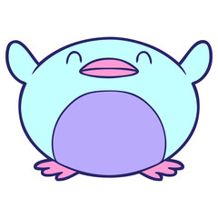cartoon penguin in bright neon color