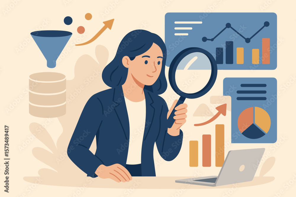 Poster business intelligence data analysis for business insight. database statistics. marketing technology.