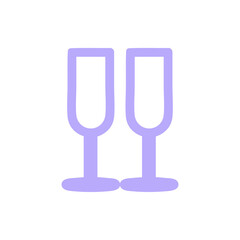 champagne glasses symbol icon in bright neon color