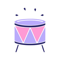 flat symbol of a drum icon in bright neon color