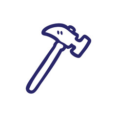 cartoon hammer icon in bright neon color