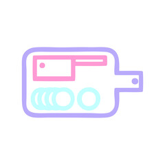 chopping board symbol icon in bright neon color
