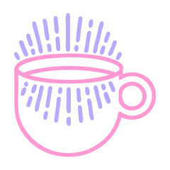 tattoo in black line style of cup of coffee icon in bright neon color