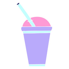 flat symbol quirky soft drink icon in bright neon color