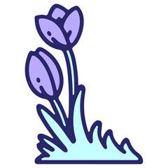 simple tulip flower design in bright neon color