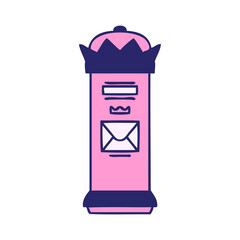 cute cartoon of a british post box in bright neon color