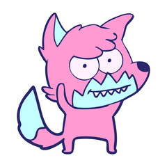 cartoon grinning fox in bright neon color