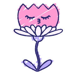 Happy Flower Chalk Drawing in bright neon color