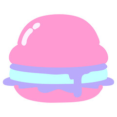a tasty burger in bright neon color