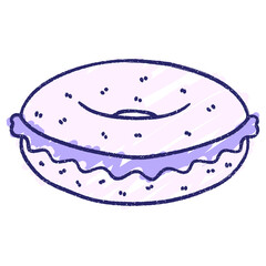 Bagel Chalk Drawing in bright neon color