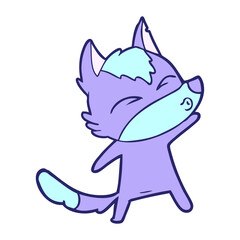 cartoon wolf pouting in bright neon color