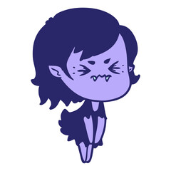 annoyed cartoon vampire girl in bright neon color