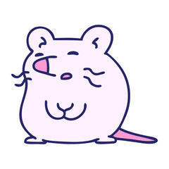 cartoon of a white mouse in bright neon color