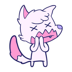 Obraz premium cartoon dead fox in bright neon color